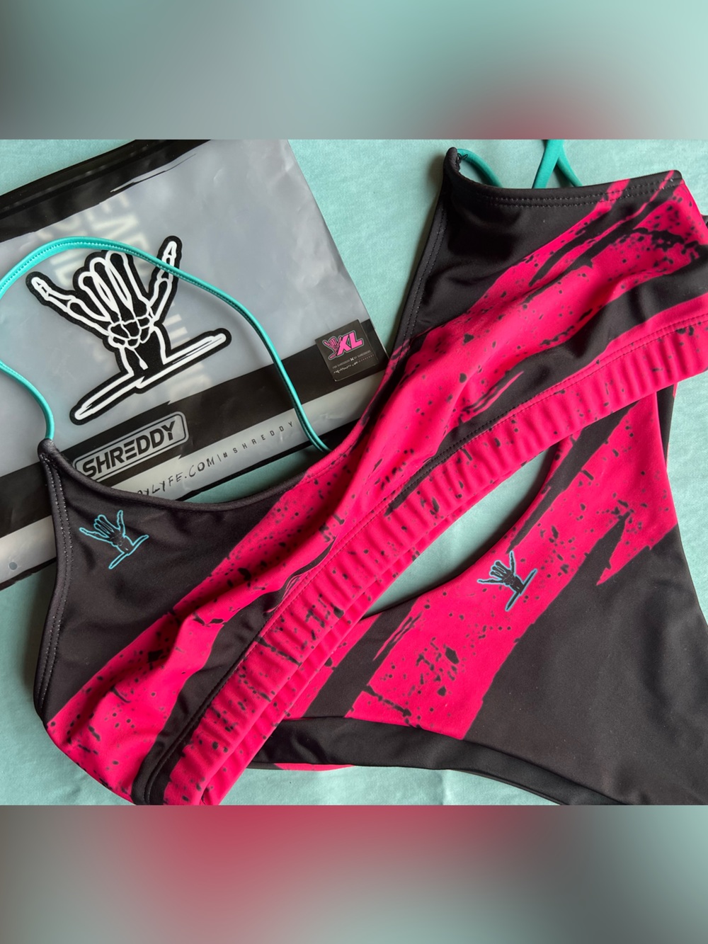 Shreddy Pink & Black Splatter Bikini set